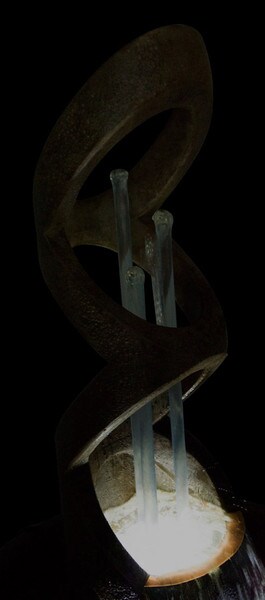 Lighted Modern Balancing Rings Fountain Clear Piping Tubing Retro Art